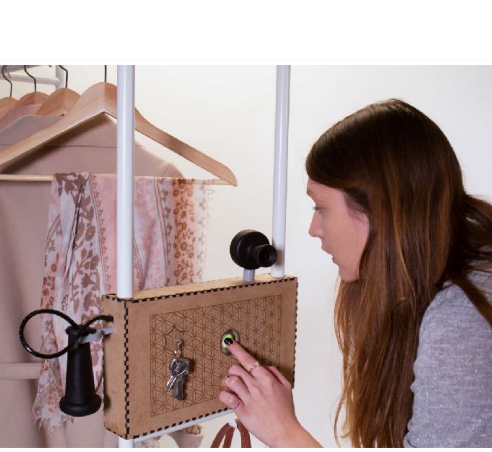 FILO tangible messaging add-on mounted in a wardrobe